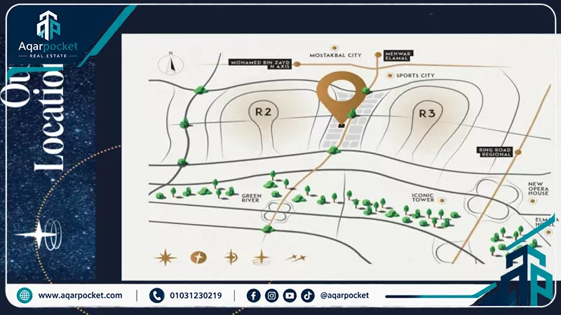 مول ذا فايف العاصمة الإدارية 2026 Mall The Five New Capital 1 موقع مول ذا فايف العاصمة الإدارية الحيوي في منطقة MU23 بالقرب من النهر الأخضر
